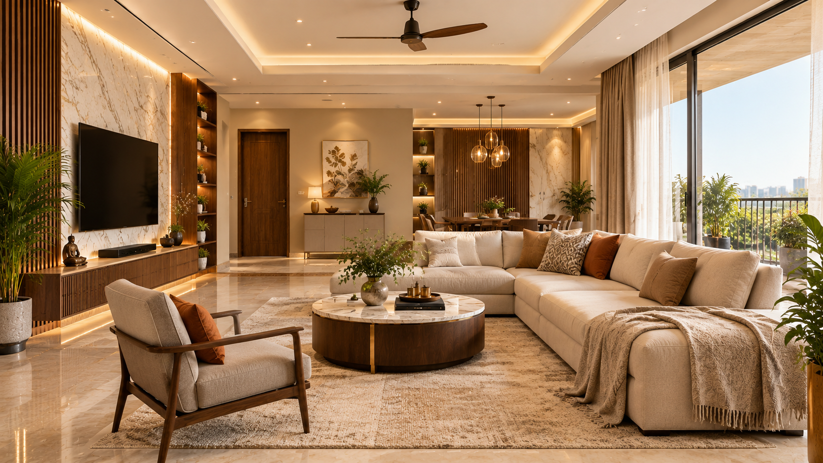 Warm modern luxury living room